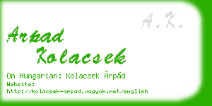 arpad kolacsek business card